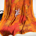 Korean version of fashion versatile gradual change color plant flower long silk scarf, elegant temperament women's vacation outside shawl scarf