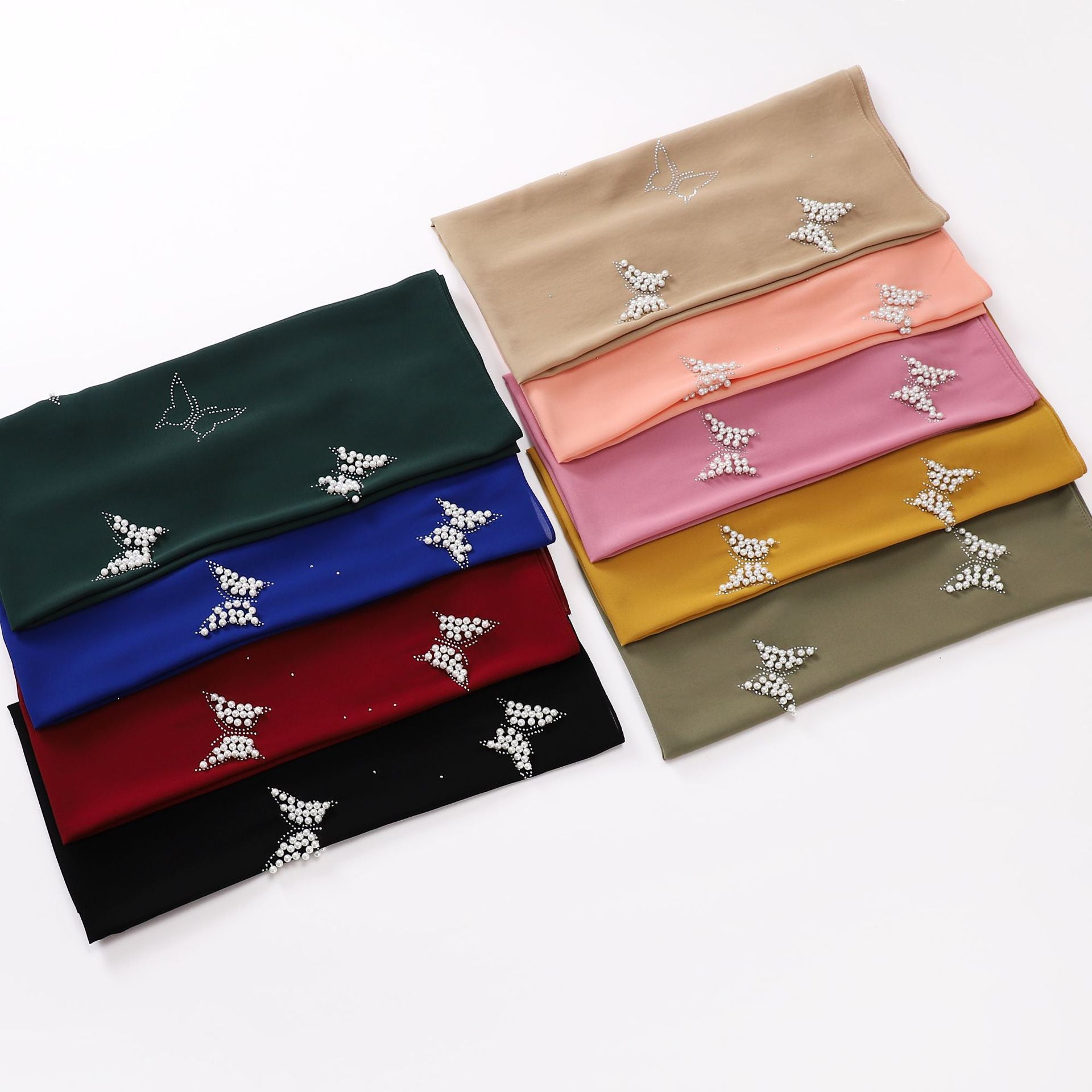 New monochrome chiffon hot diamond beads butterfly scarf gauze malay headscarf middle east Africa hijab
