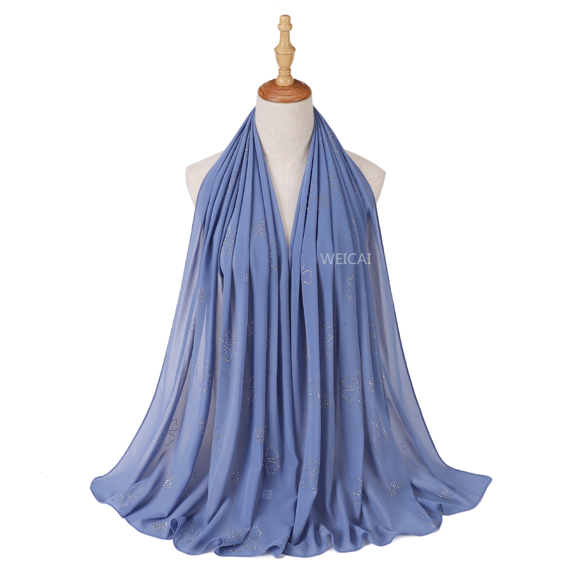 Flower Diamond solid color pearl chiffon scarf Middle East headscarf