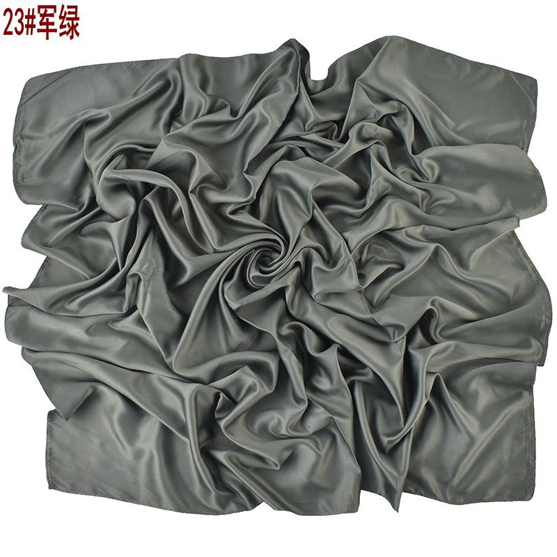 Autumn and winter new Malaysian imitation silk matte satin monochrome solid color 90 plain simple square towel batch