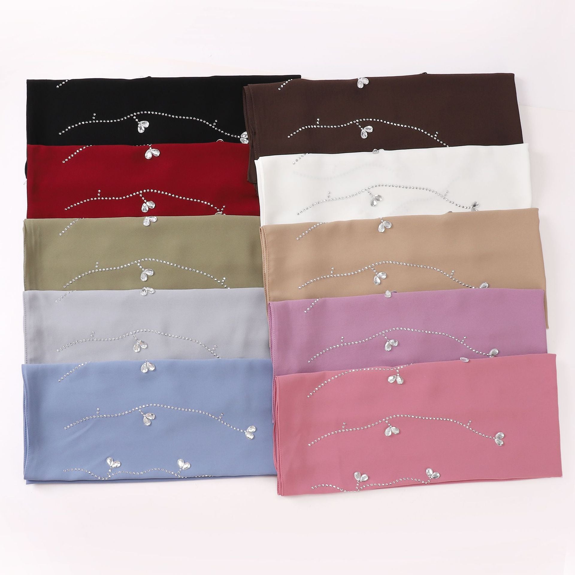 New pearl chiffon long scarf hot diamond rhinestone scarf Middle East and Africa headscarf