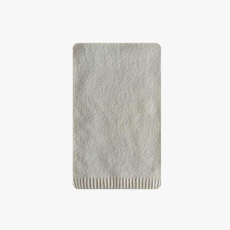 Classic basic wool blended soft waxy solid color flower knitted scarf women's winter cute wool scarf