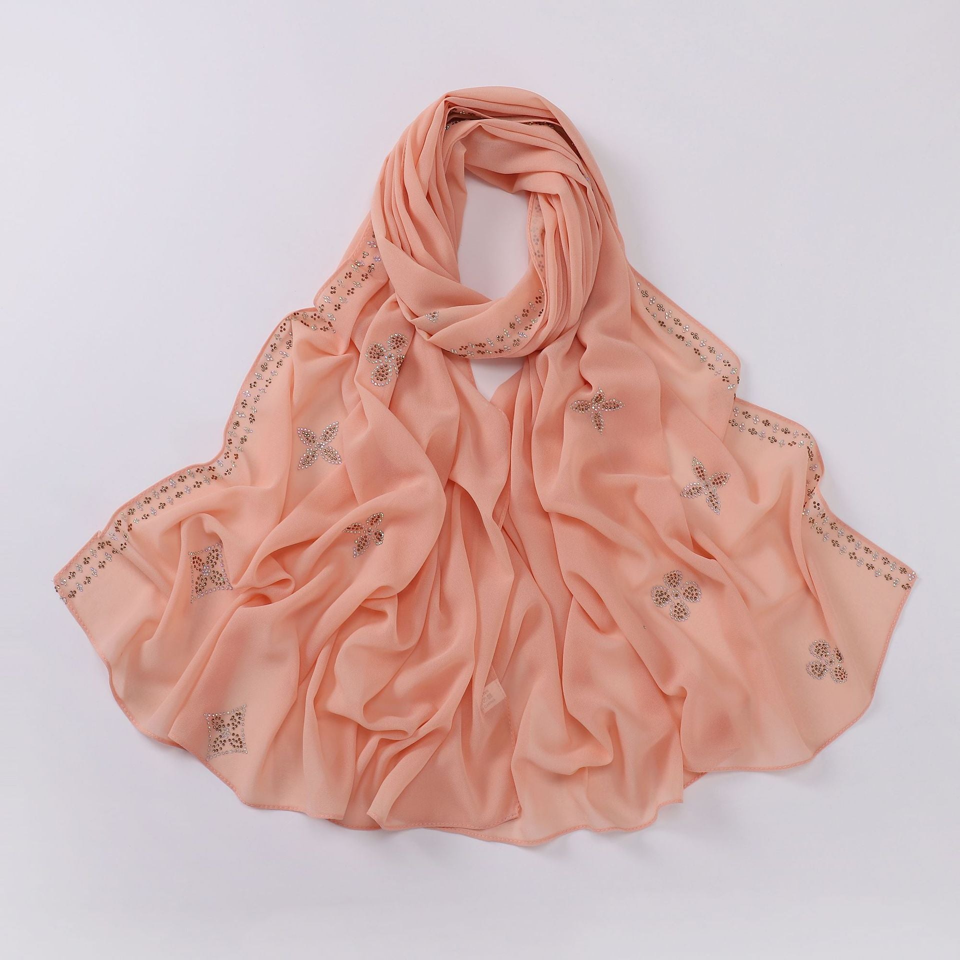 New pearl chiffon long towel boutique hot diamond yarn Middle East and Africa headscarf hijab