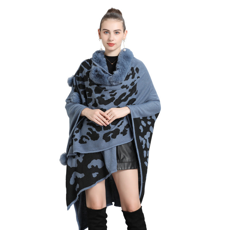 Europe, America, autumn and winter new large size loose fashion multi-purpose knitted cardigan women's cape shawl, knitted shawl 0970 #