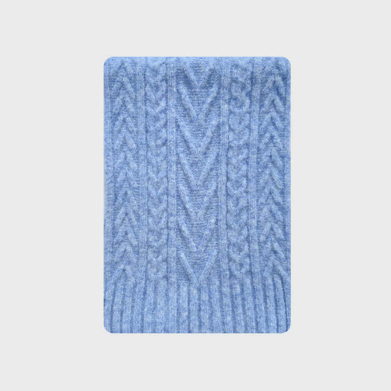 30% wool blended twist knitted scarf for women to increase the warmth of Korean in winter, retro twisted scarf