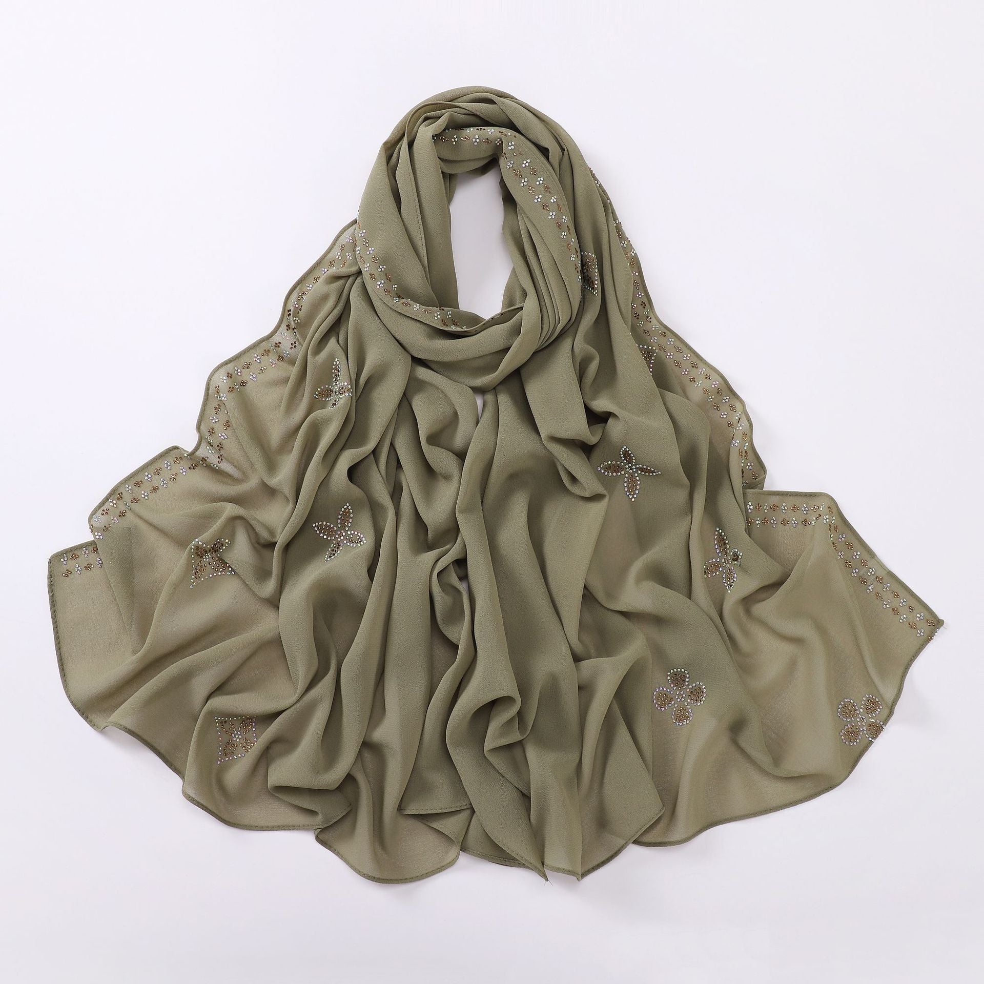 New pearl chiffon long towel boutique hot diamond yarn Middle East and Africa headscarf hijab