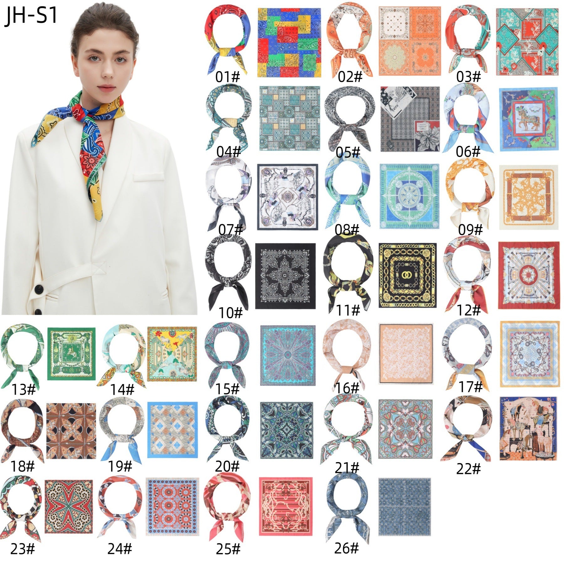 2025 new spring, summer and autumn thin headscarf double-sided printed silk scarf square scarf