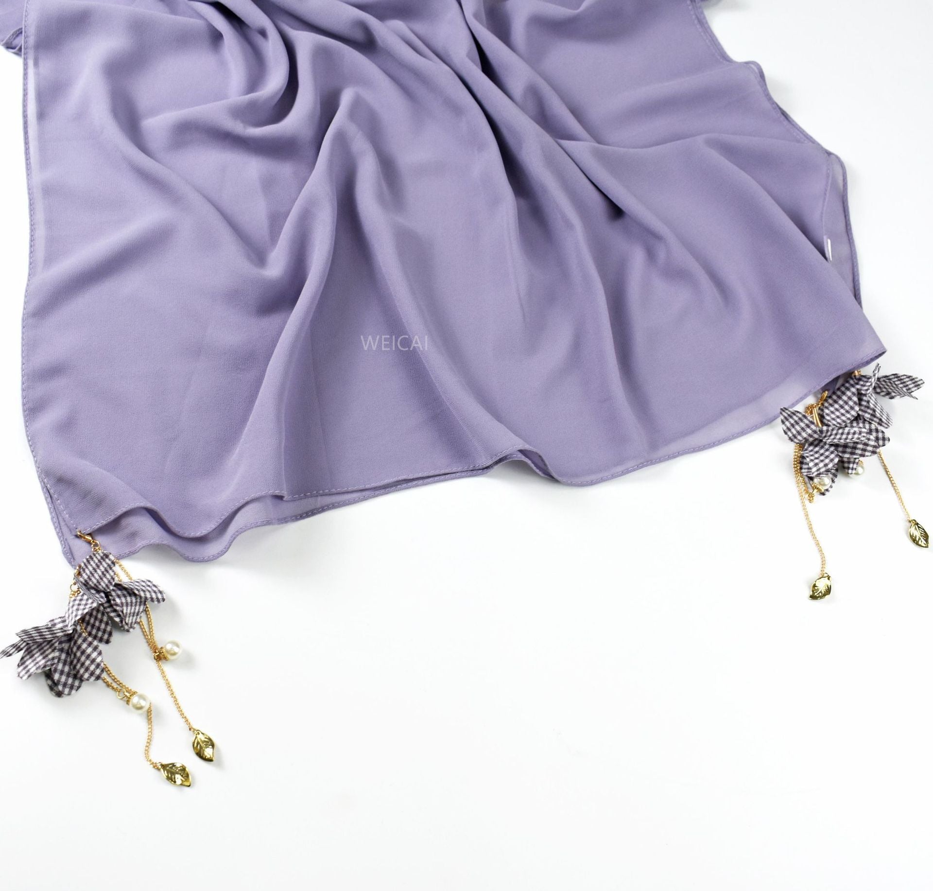 New pearl chiffon scarf women's hijab flower tassel headscarf