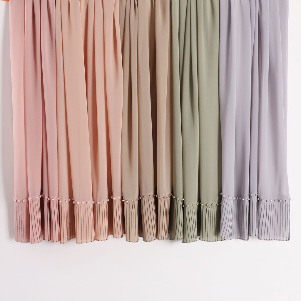 New pearl chiffon pleated beaded scarf gauze malay headscarf middle east Africa hijab