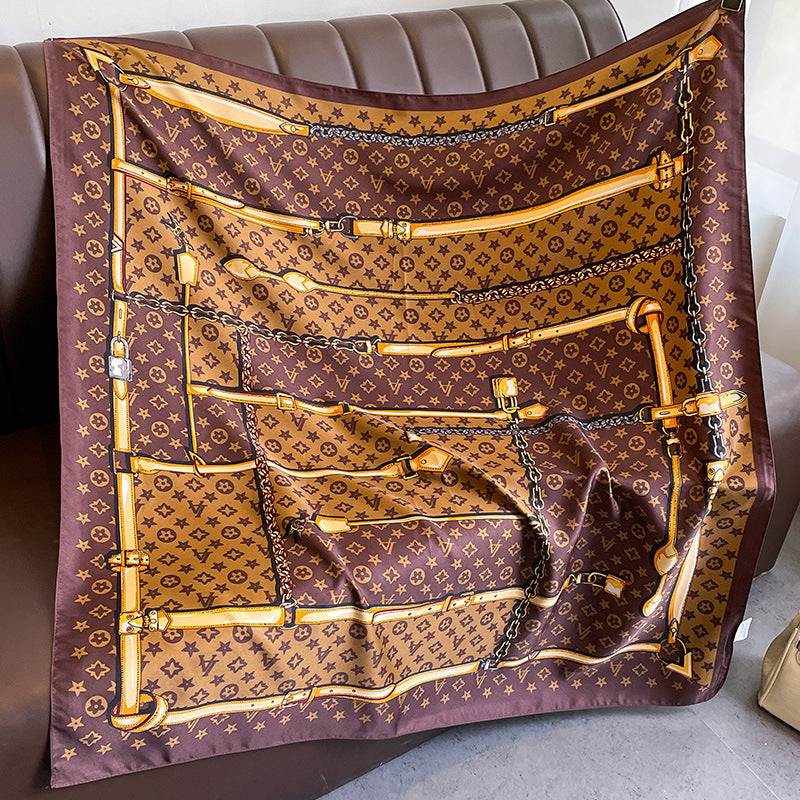 New square scarf, French retro silk scarf, women's twill silk scarf, neck cover, shawl printed scarf, weatherproof