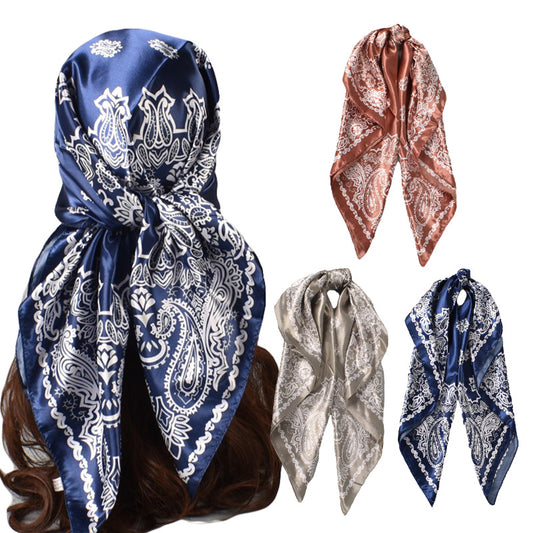 Spring new fashion 90cm-satin cashew flower generous silk scarf, annual scarf