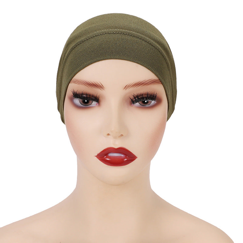 Modal monochrome tube hat bottoming cap, high elastic mercerized cotton women's Arabian scarf cap