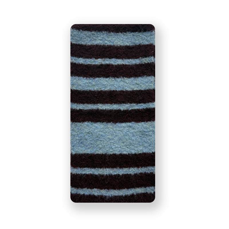 Designer Korean circle striped wool scarf women's winter soft retro contrasting color atmosphere wool scarf