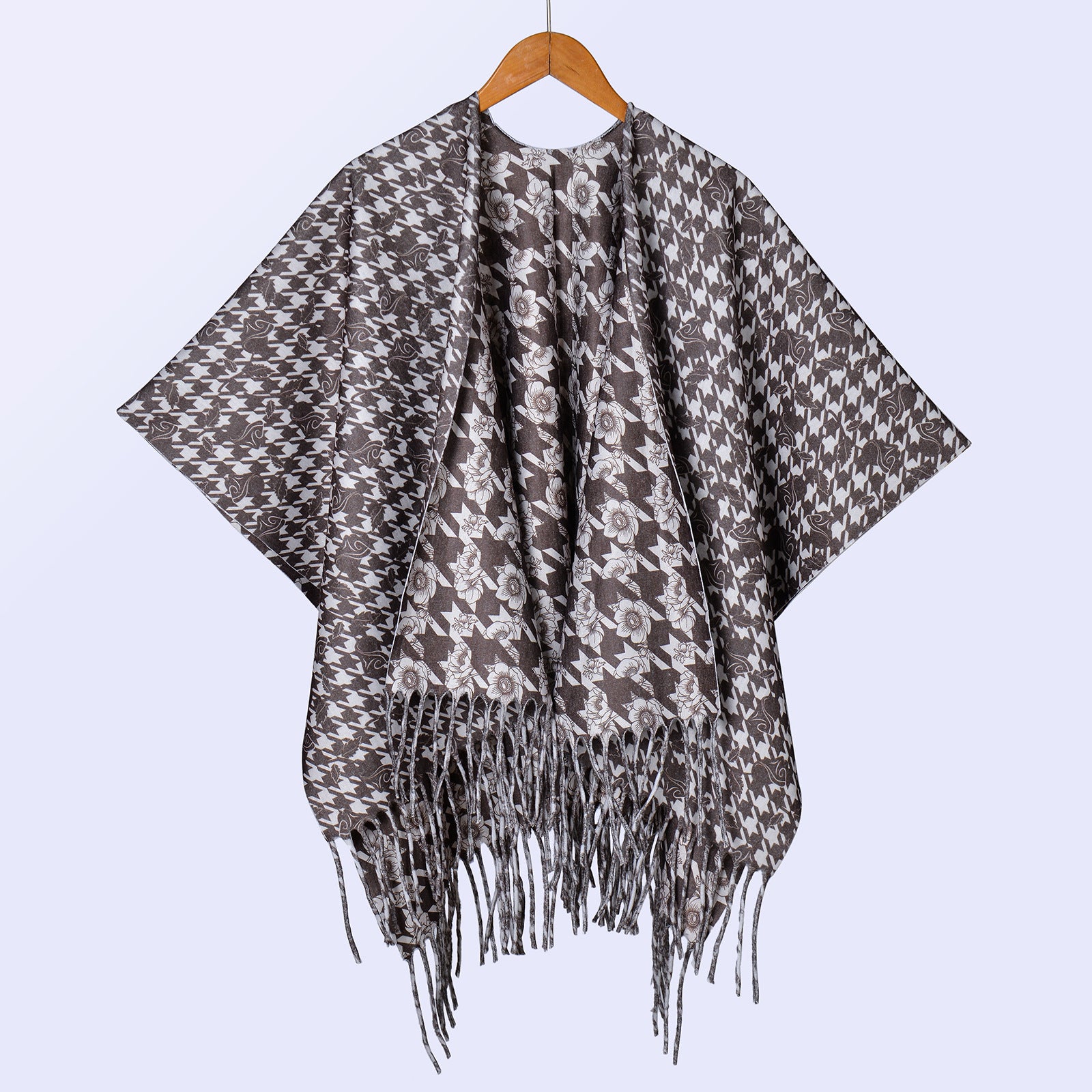 New ethnic style ink double-sided thickened shawl with women's autumn and winter retro high-end photo shawl large cape
