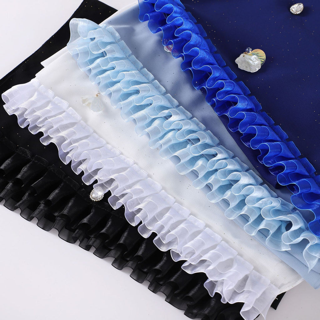 sprinkled gold pearl chiffon shell mermaid scarf single head lace headscarf