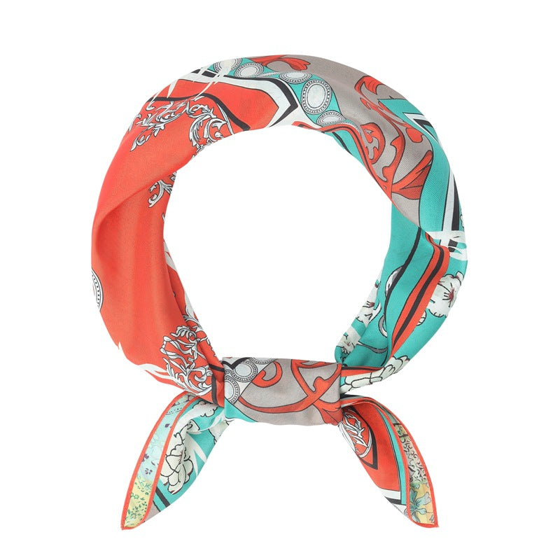 2025 new spring, summer and autumn thin headscarf double-sided printed silk scarf square scarf