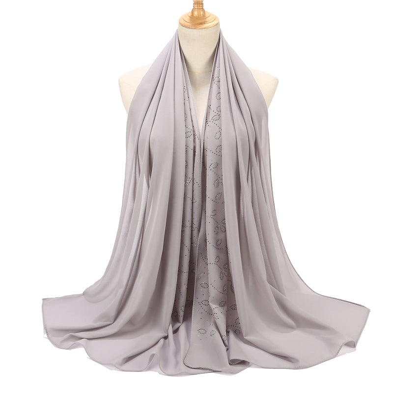 Solid color pearl chiffon hot diamond scarf Malay Indonesian headscarf  scarf Middle East headscarf