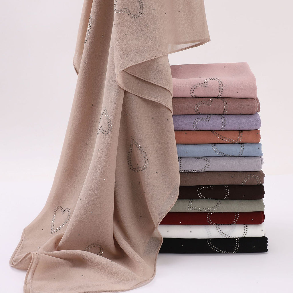 New chiffon high quality love star hot diamond Hijab South East Asia headscarf