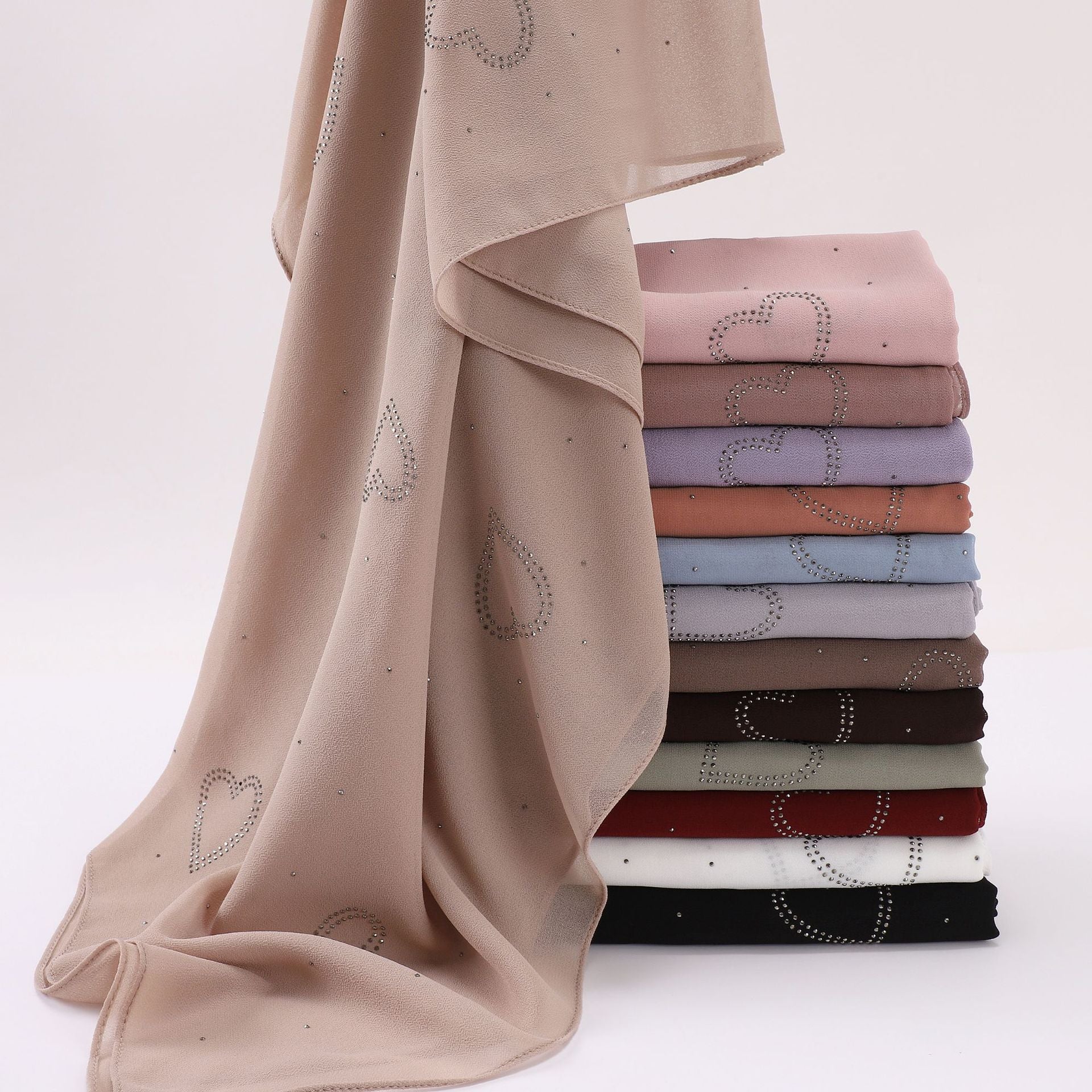 New chiffon high quality love star hot diamond Hijab South East Asia headscarf