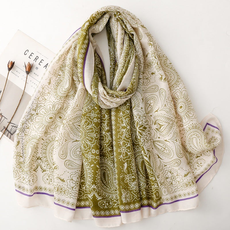 Scarf fashion double spell small paisley cashew flower silk scarf travel vacation shawl women