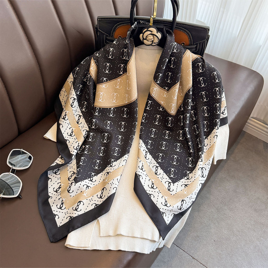 Light luxury Korean version of the letter new simple large square scarf age reduction versatile travel sunscreen shawl neck protection thin warm