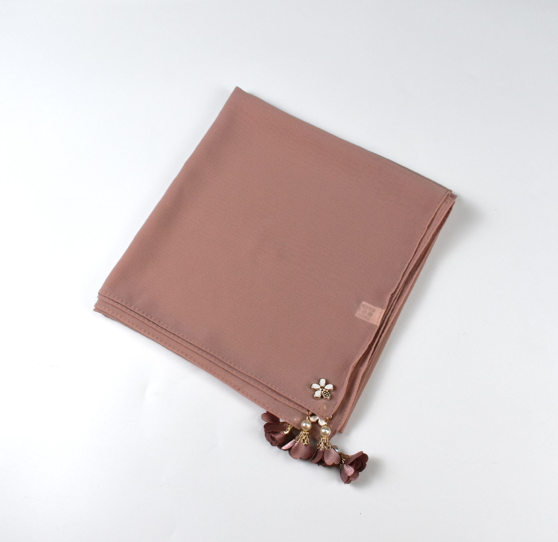 New solid color pearl chiffon square scarf 90 headscarf ins small fresh silk scarf yarn hijab