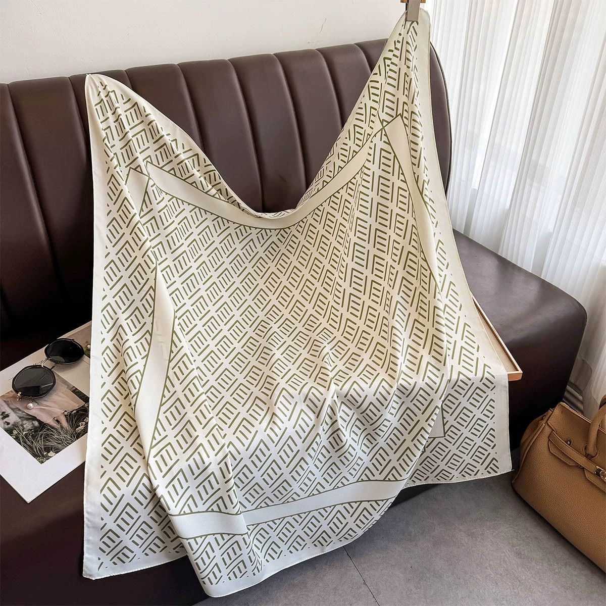 Summer Korean version of simple striped scarf twill square scarf 90cm fashionable versatile sunscreen shawl headscarf women