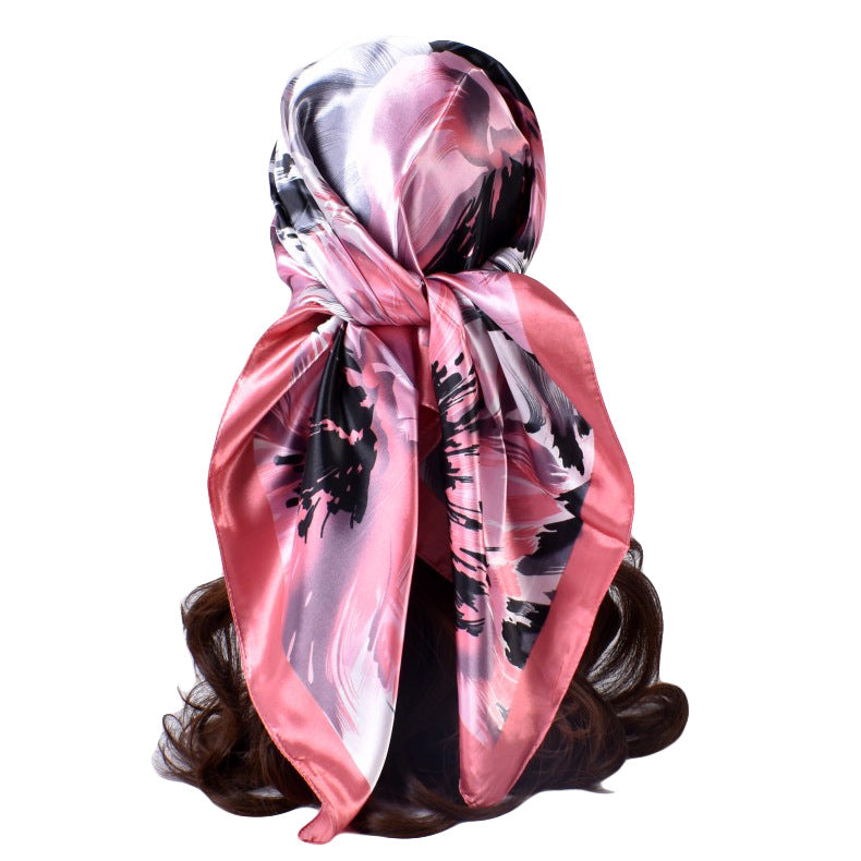 Fashion autumn and winter new 90-color diced imitation silk feather square silk scarf, scarf
