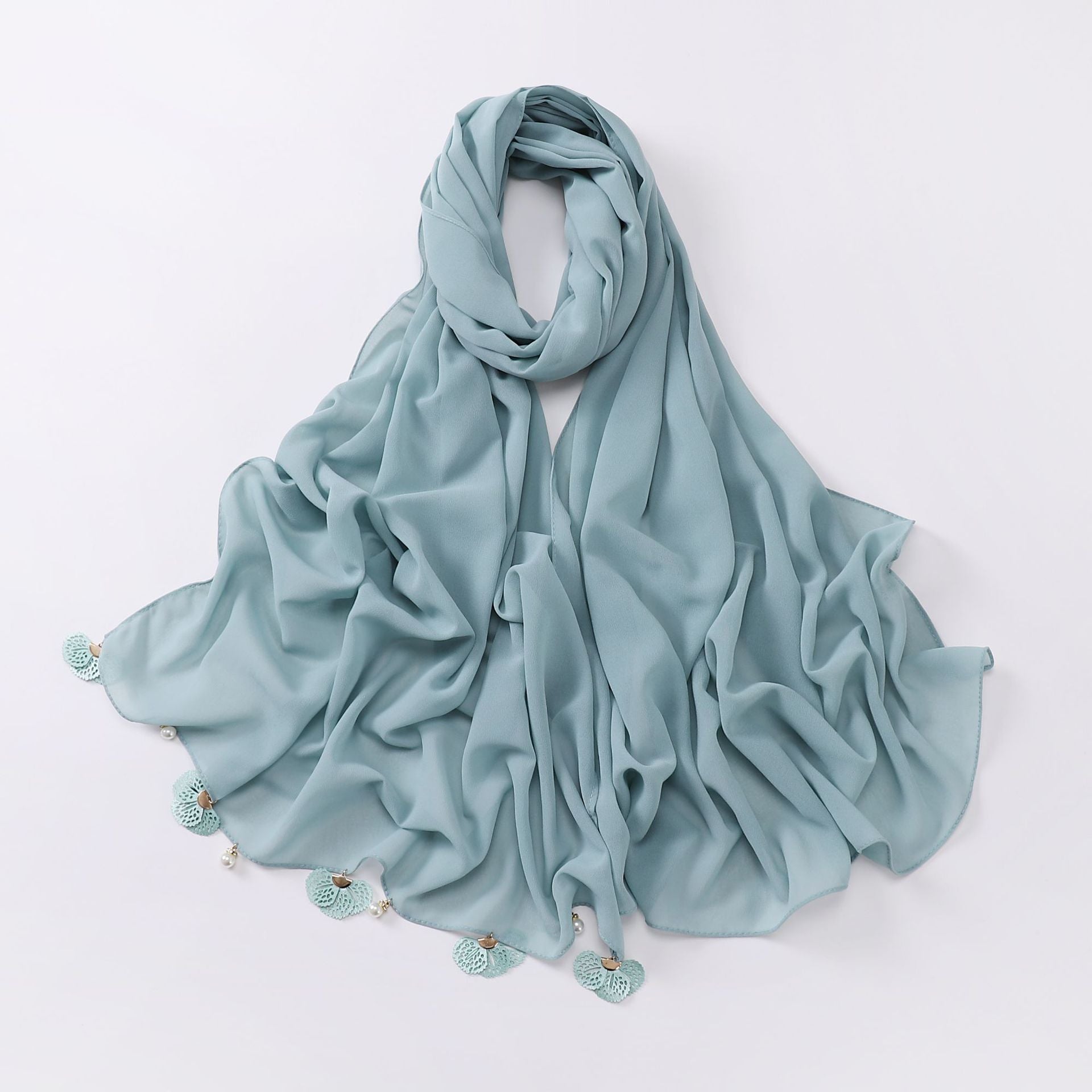 Hot-selling new solid-color chiffon scarf, thin flower hollow monochrome sunscreen shawl fashion headscarf women