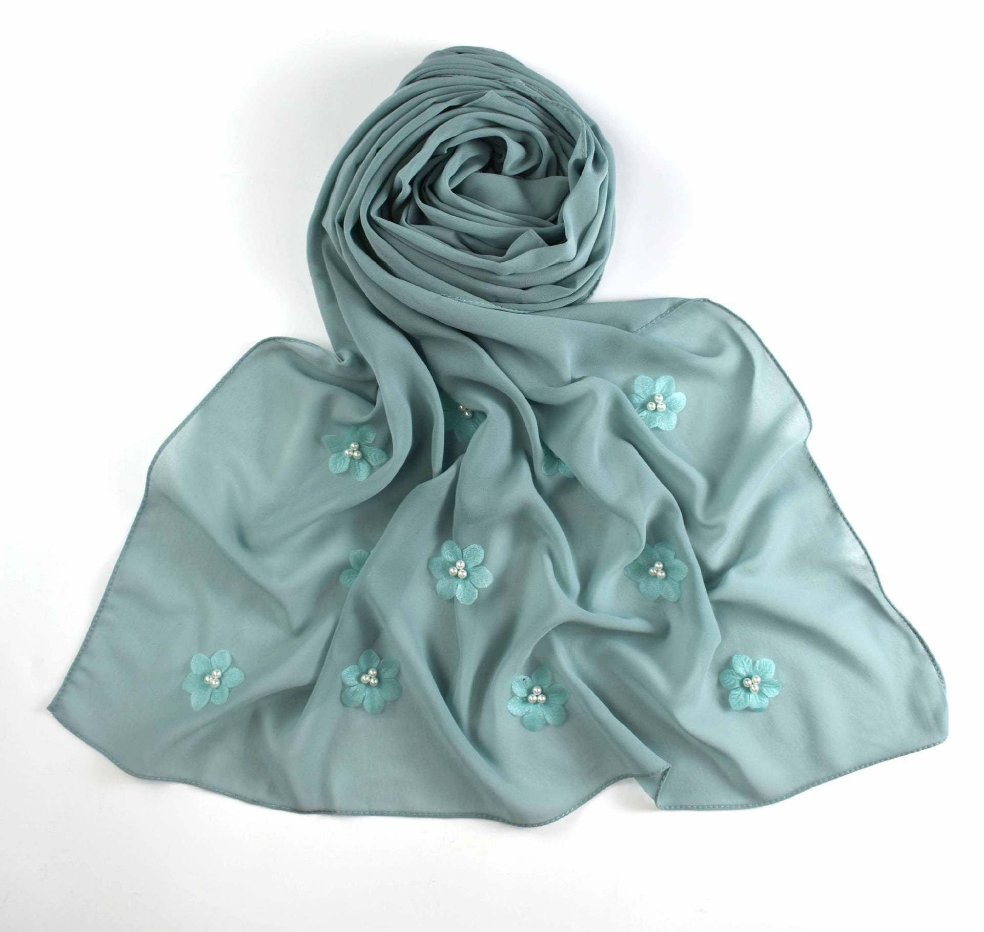 New pearl chiffon flower bead scarf Middle East Africa hijab