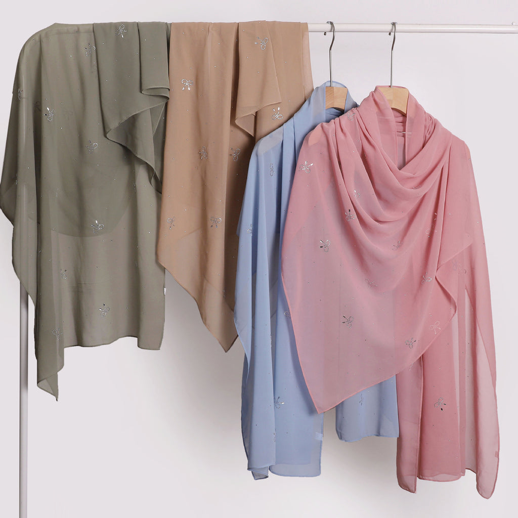 New Pearl Chiffon Muslim Hot Diamond Long Middle East Headscarf