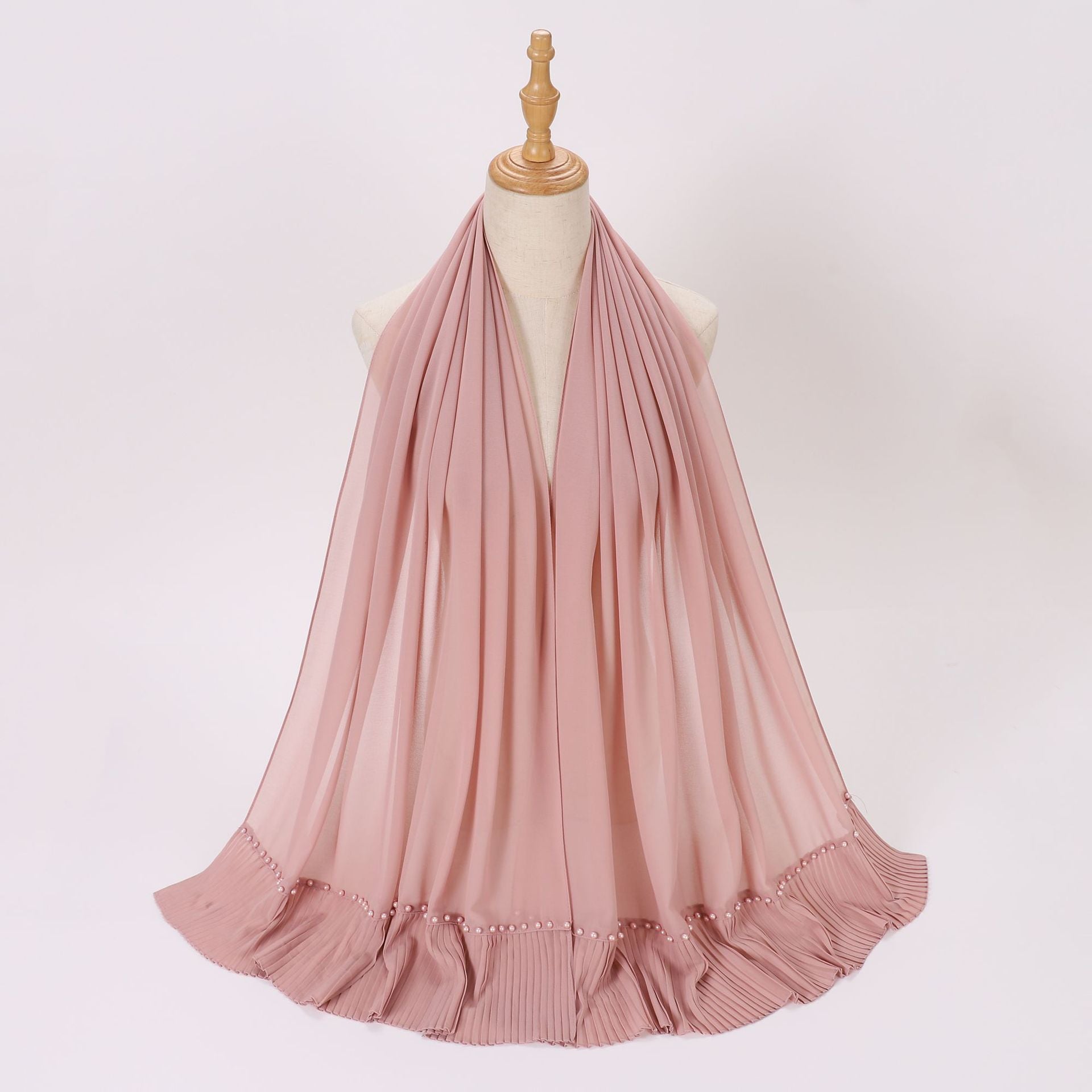 New pearl chiffon pleated beaded scarf gauze malay headscarf middle east Africa hijab