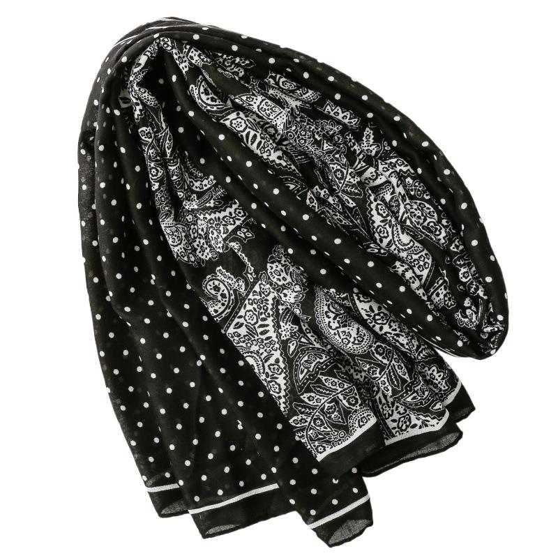 Scarf Women's Autumn and Winter Fashion Double Spell Polka Dot Small Paisley Flower Silk Scarf Travel Vacation Shawl