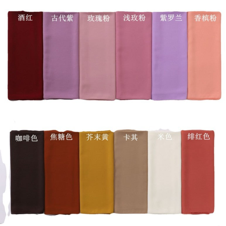 Flower Diamond solid color pearl chiffon scarf Middle East headscarf