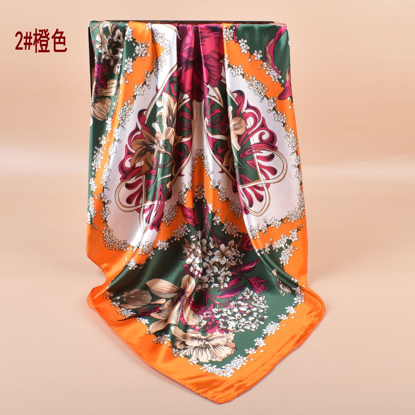 New satin, simple, ethnic pastoral flowers 90cm printed square scarf head scarf shawl