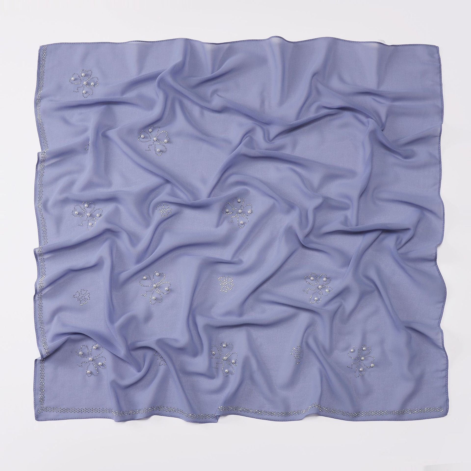 New pearl chiffon Scarf hot diamond bead square shawls Malaysia headscarf