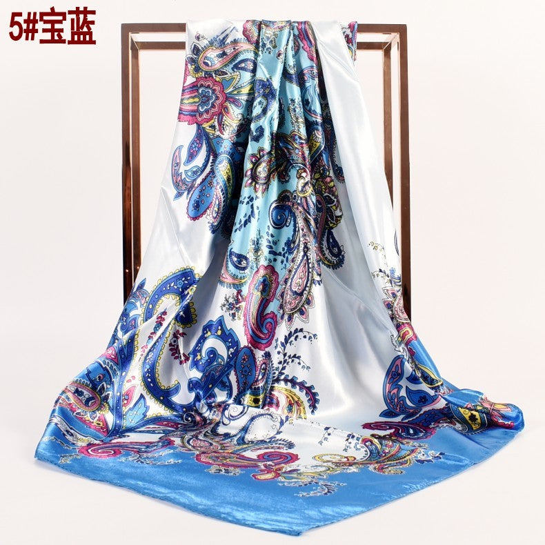 Fashion women's autumn and winter new large cashew flower large square scarf silk scarf, printed fashion headscarf