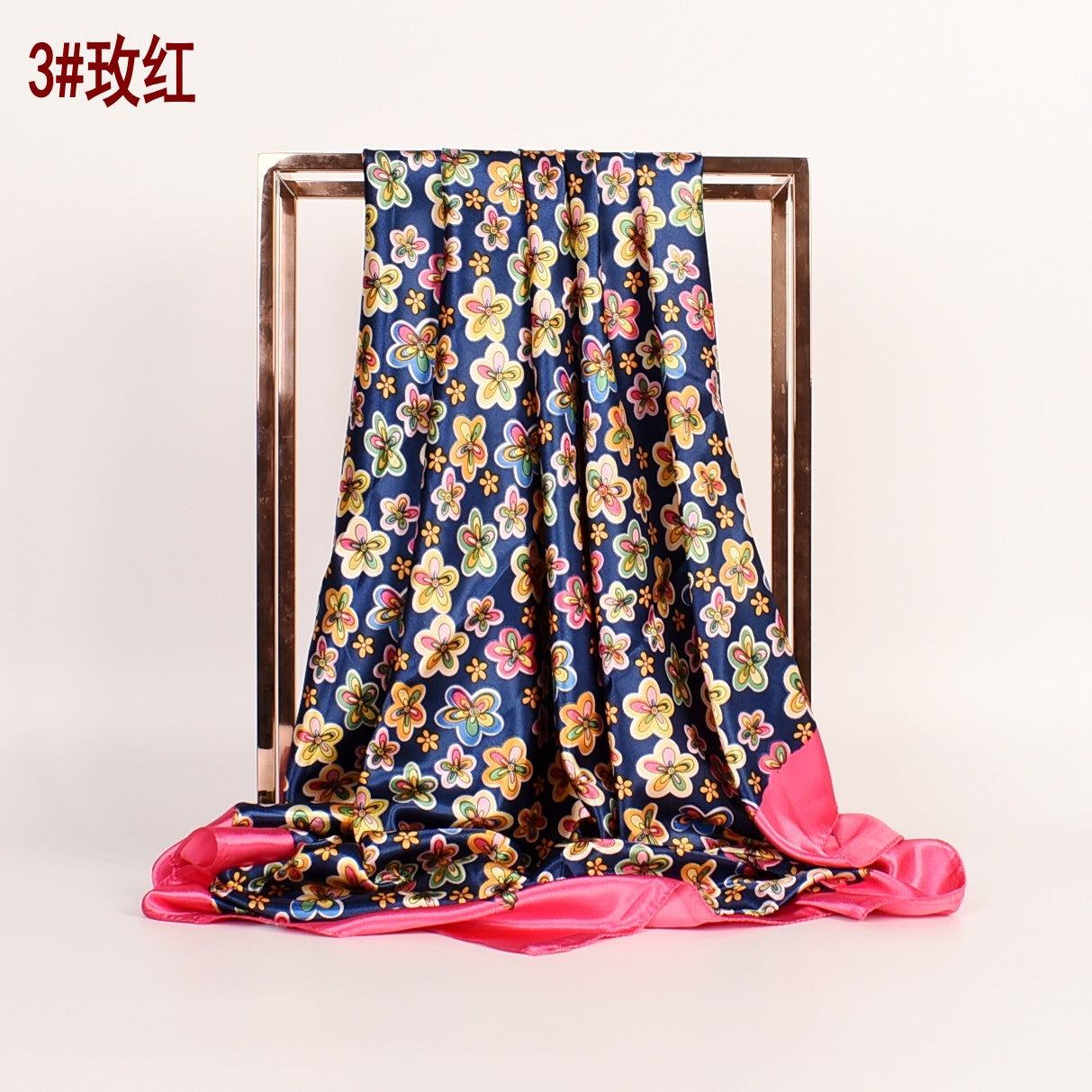 New fashionable and retro flower 90 square scarves for women, printed satin simple square silk scarves, scarves silk scarves