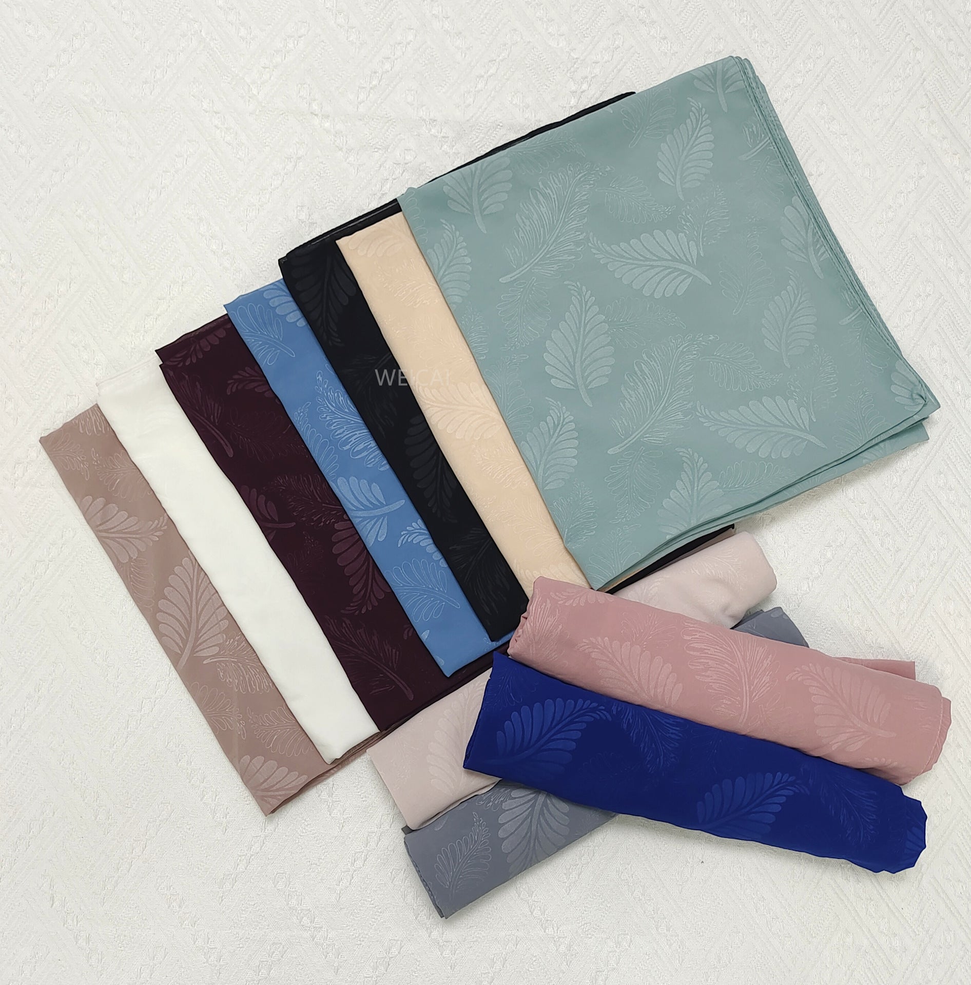 Size Pattern Customized Chiffon Cotton Polyester Long Towel Square Scarf Scarf Leaf Embossing Printing Middle East Headscarf Yarn