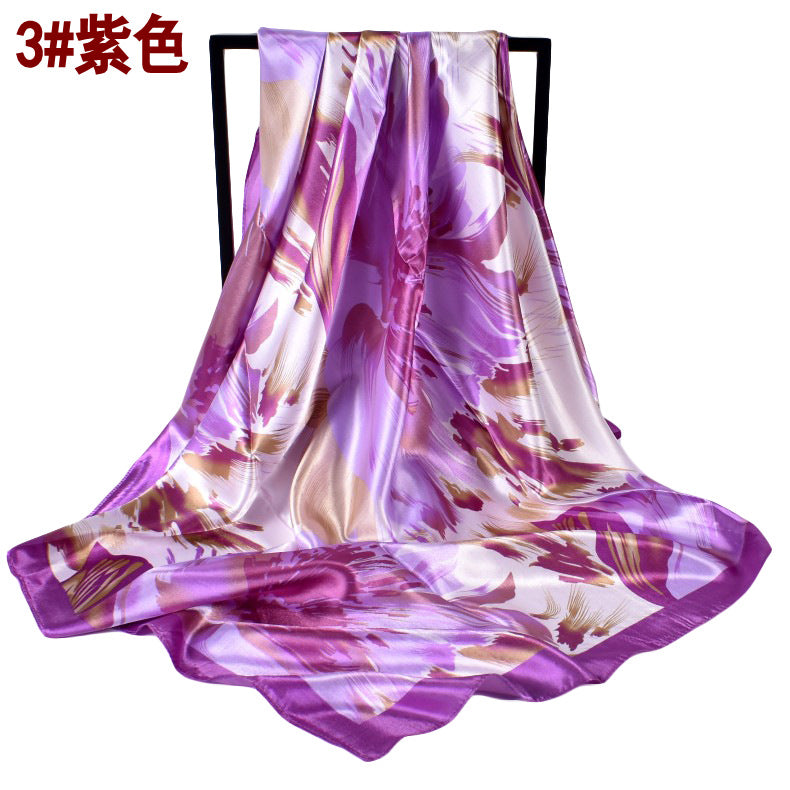 Fashion autumn and winter new 90-color diced imitation silk feather square silk scarf, scarf