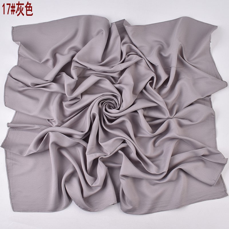 Autumn and winter new Malaysian imitation silk matte satin monochrome solid color 90 plain simple square towel batch