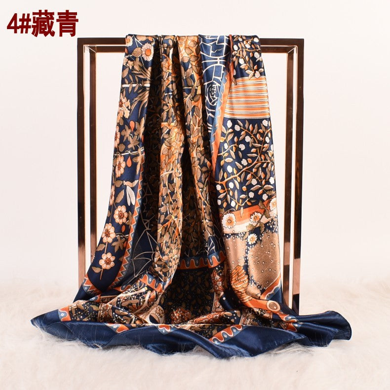 New retro scarf 90 large square scarf women's large square scarf silk scarf vintage scarf