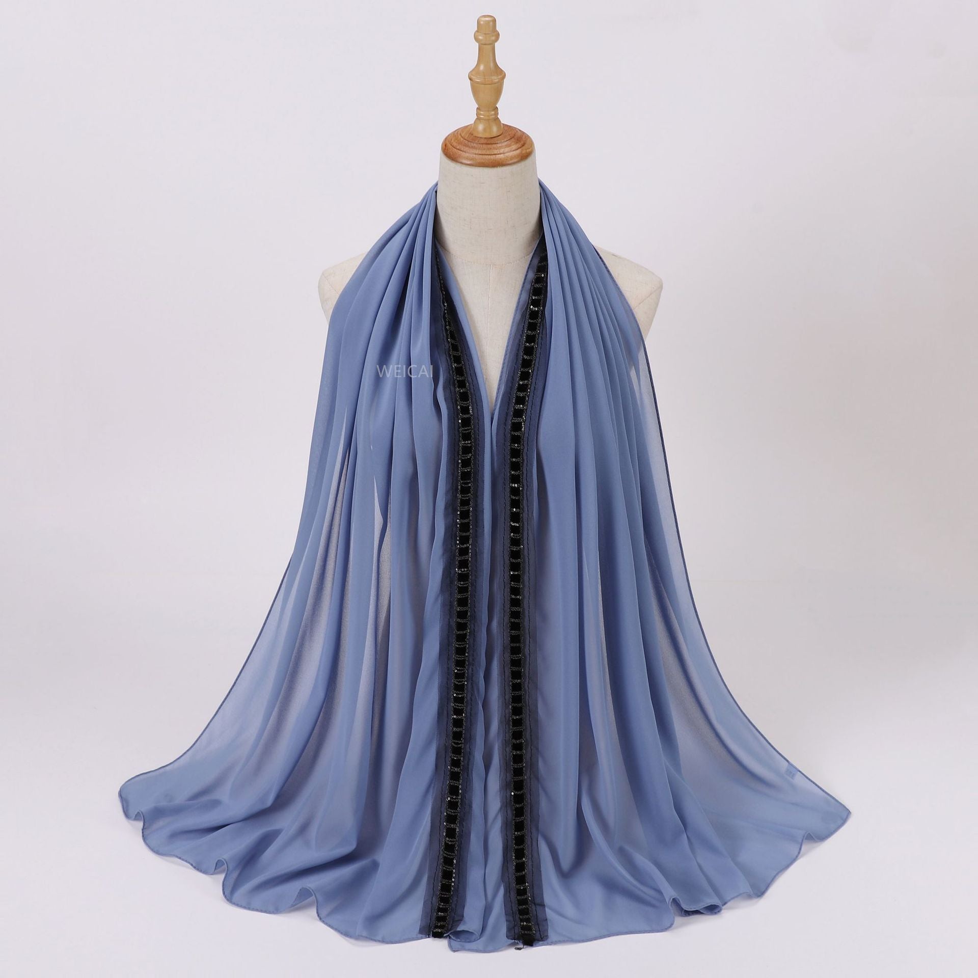 New solid color pearl chiffon chain lace jewelry  scarf headscarf bubble scarf Middle East Malay headscarf