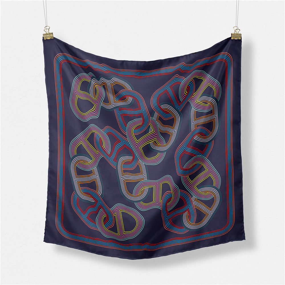 European and American fashion digital printing scarf 53cm small square scarf, women's versatile and elegant scarf tied hair band