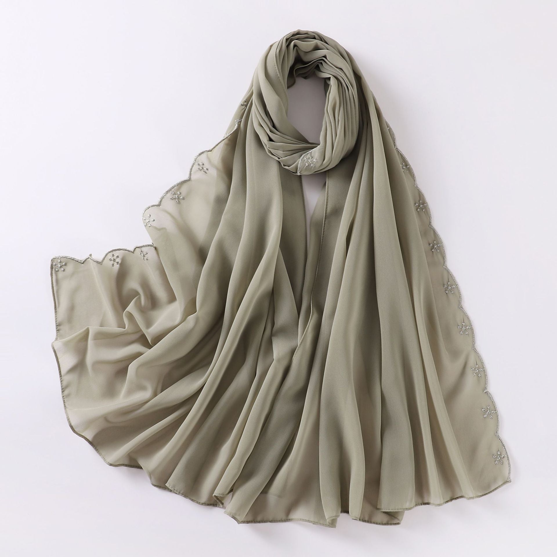 New embroidered pearl chiffon scarf female Malaysia headscarf  Middle East Africa hijab