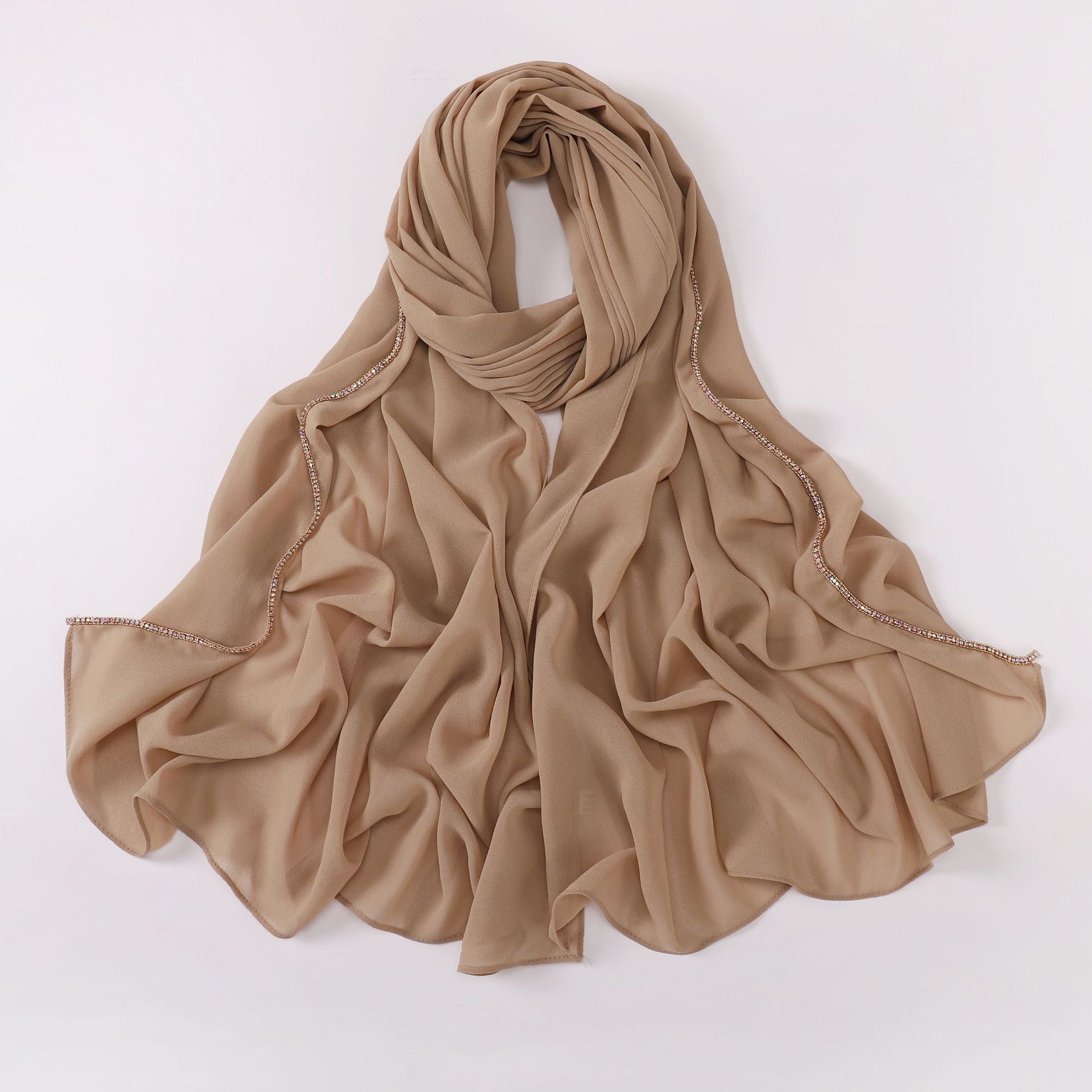 Diamond copper chain washable chiffon scarf yarn scarf Middle East Africa headscarf Malay headscarf