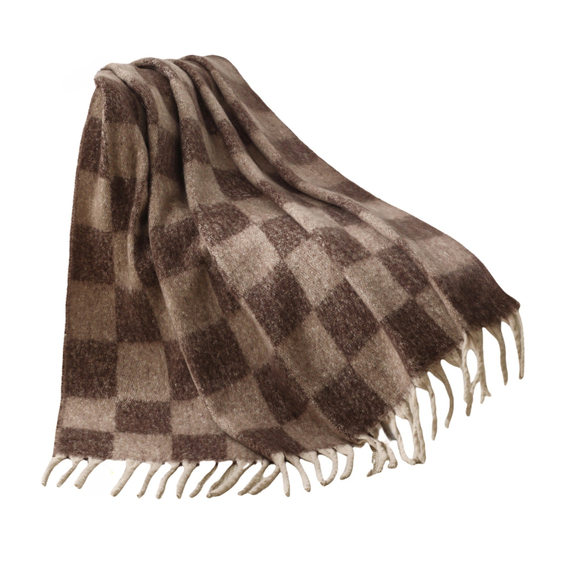 Blanket new European, American autumn and winter imitation mohair thickened checkered large shawl jacquard blanket