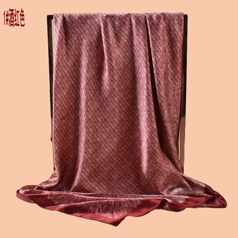 New 90cm-color geometric dot distribution printed square scarf with sunscreen bag head silk scarf decorative scarf