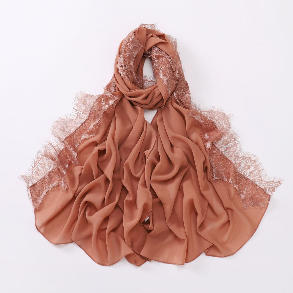 New chiffon eyelashes lace edge scarf gauze middle eastern headscarf hijab