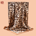 2025 new 90cm-satin classic leopard print square scarf with sunscreen bag head silk scarf decorative scarf